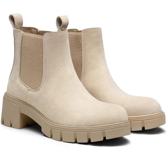 Women's 936 Chelsea Ankle Boots Platform Lug Sole Elastic Slip on Booties - Picture 3 of 7